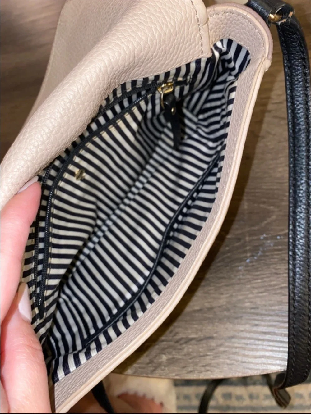 kate spade Two-Tone Black and Beige Leather Crossbody Bag
